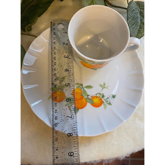 Mandarin the TOSCANY Set of 4 snack plates and cups - Picture 5 of 7